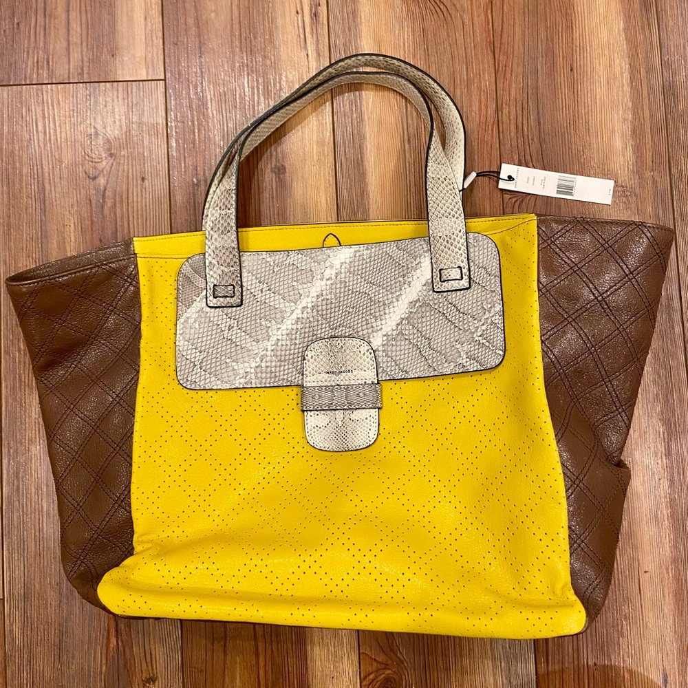 Marc Jacobs Yellow and Brown Perforated Shoulder Bag